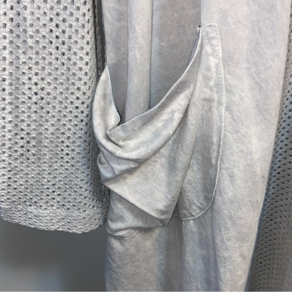 Chalet et Ceci Gray Cardigan Duster Mesh Back Small With Pockets - Picture 7 of 10